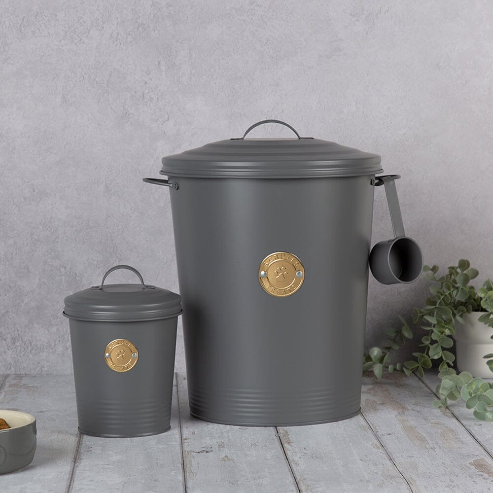 Cantina Steel Storage Pet Food & Treat Canister Set - Dark Grey Pet Food Containers Scruffs® 2L/12L