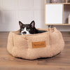 Boucle Cat Bed - Desert Brown 100% polyester Cat Bed Scruffs - Close up of Cat on Bed