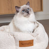 Boucle Cat Bed - Ivory 100% polyester Cat Bed Scruffs - Close up of Cat on Bed