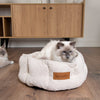 Boucle Cat Bed - Ivory 100% polyester Cat Bed Scruffs - Cat in Bed and next to it