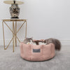Boucle Cat Bed - Blush Pink 100% polyester Cat Bed Scruffs - Fluffy Cat on Bed