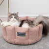 Boucle Cat Bed - Blush Pink 100% polyester Cat Bed Scruffs - Close up of Cat on Bed