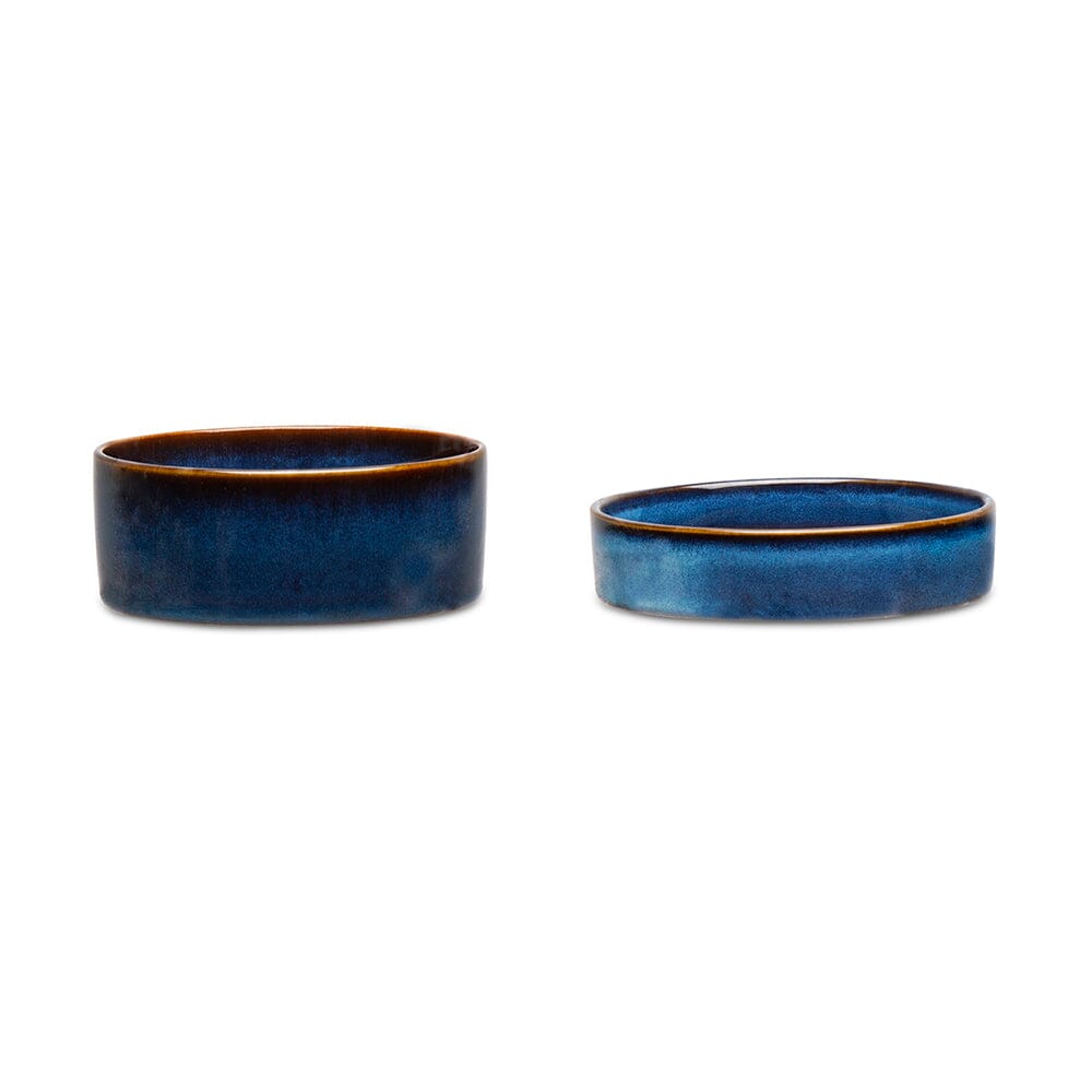 Reactive Glaze 2 Piece Cat Food Saucer & Drink Bowl Set - Midnight Blue Pet Bowls, Feeders & Waterers Scruffs®