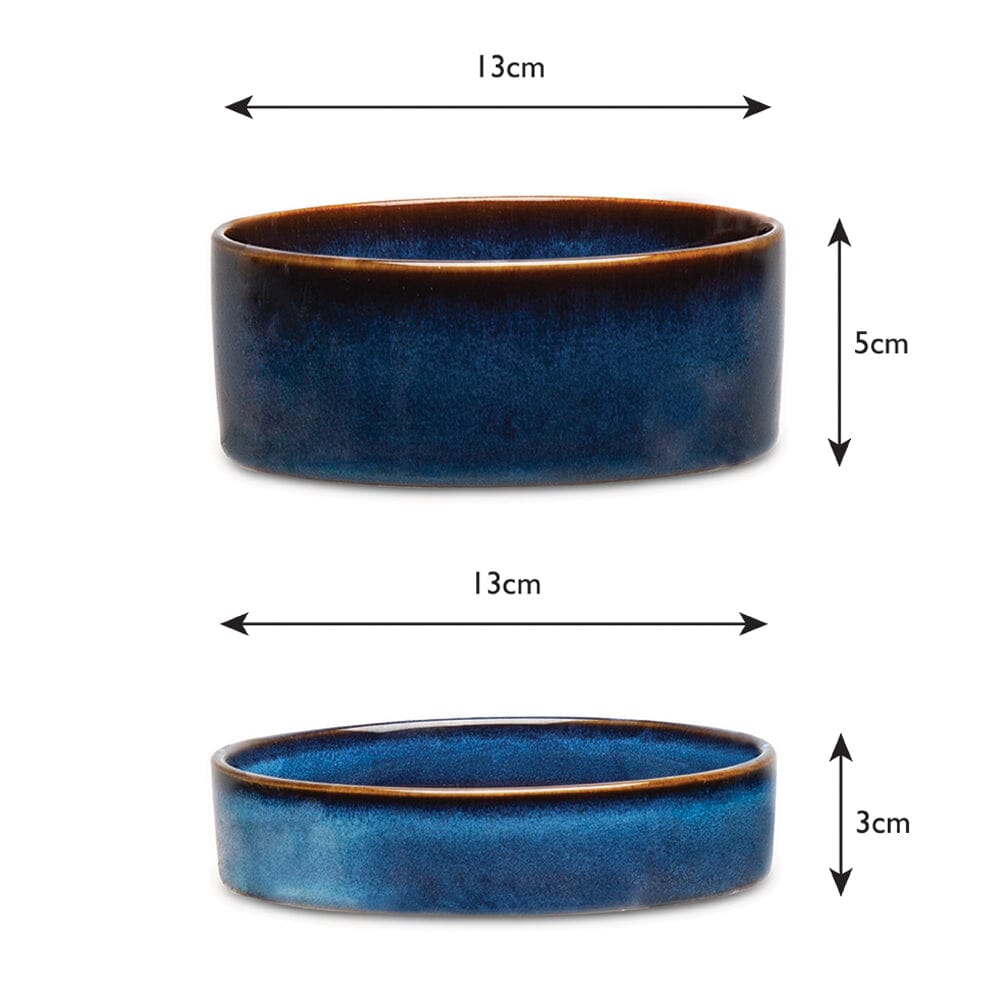 Reactive Glaze 2 Piece Cat Food Saucer & Drink Bowl Set - Midnight Blue Pet Bowls, Feeders & Waterers Scruffs®