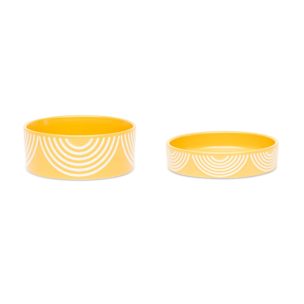 Aztec 2 Piece Cat Food Bowl & Saucer Set - Sunflower Yellow Pet Bowls, Feeders & Waterers Scruffs®