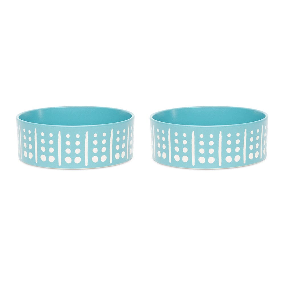 Aztec 2 Piece Dog Food & Water Bowl Set - Turquoise Blue Pet Bowls, Feeders & Waterers Scruffs®