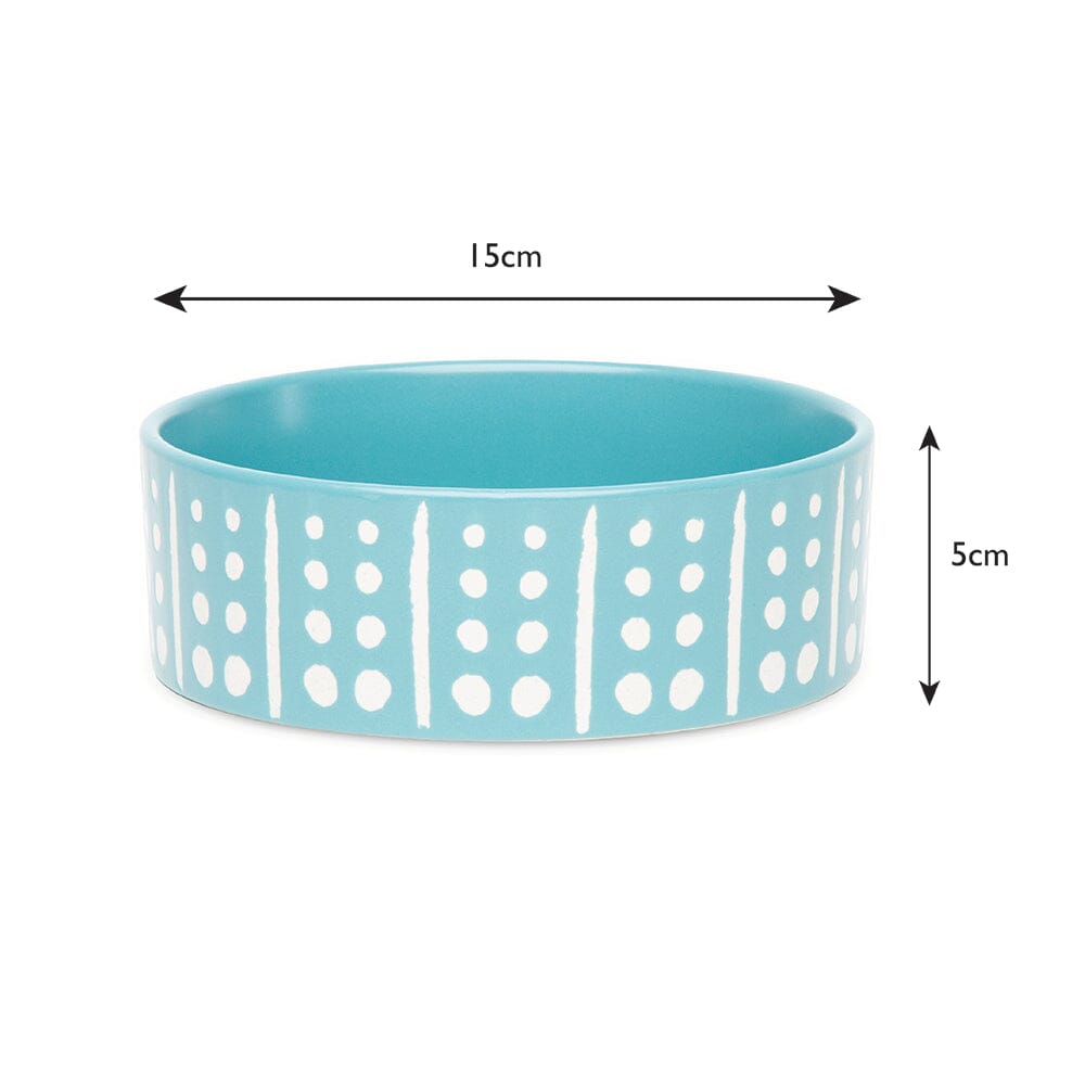 Aztec 2 Piece Dog Food & Water Bowl Set - Turquoise Blue Pet Bowls, Feeders & Waterers Scruffs®