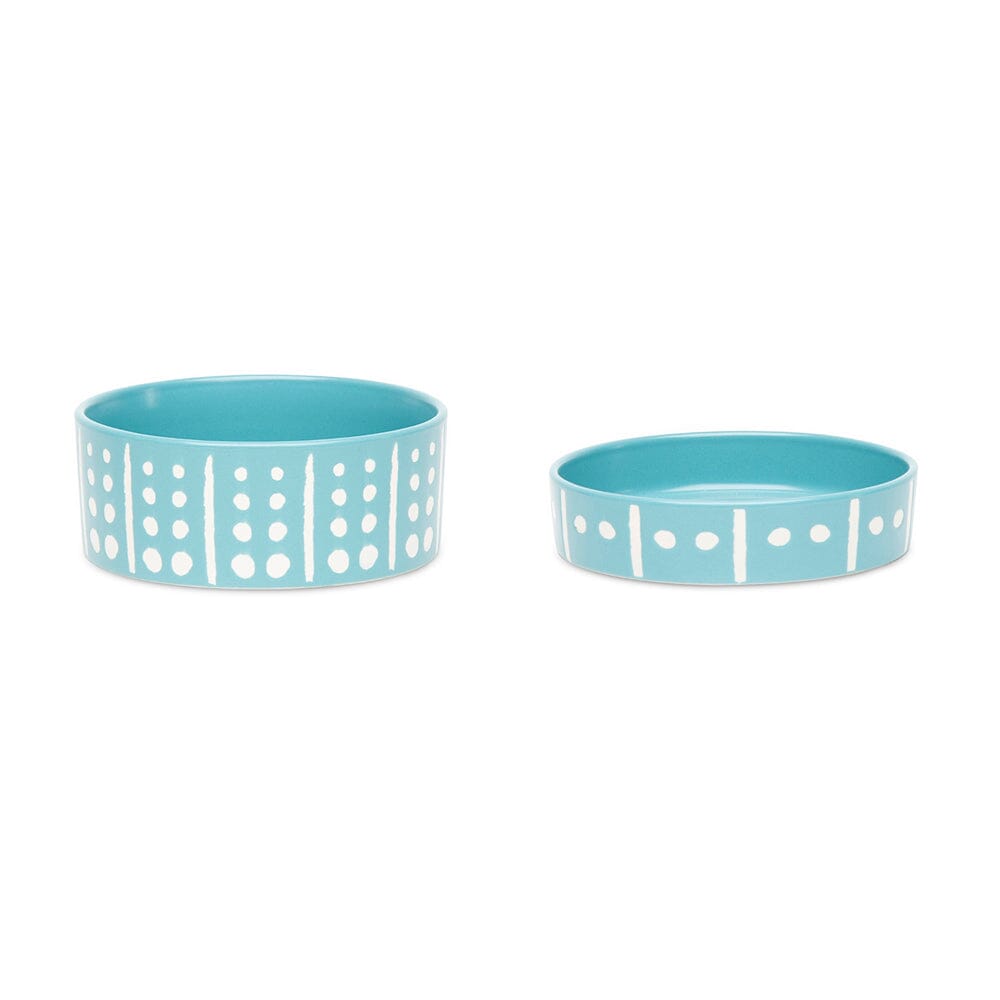 Aztec 2 Piece Cat Food Bowl & Saucer Set - Turquoise Blue Pet Bowls, Feeders & Waterers Scruffs®