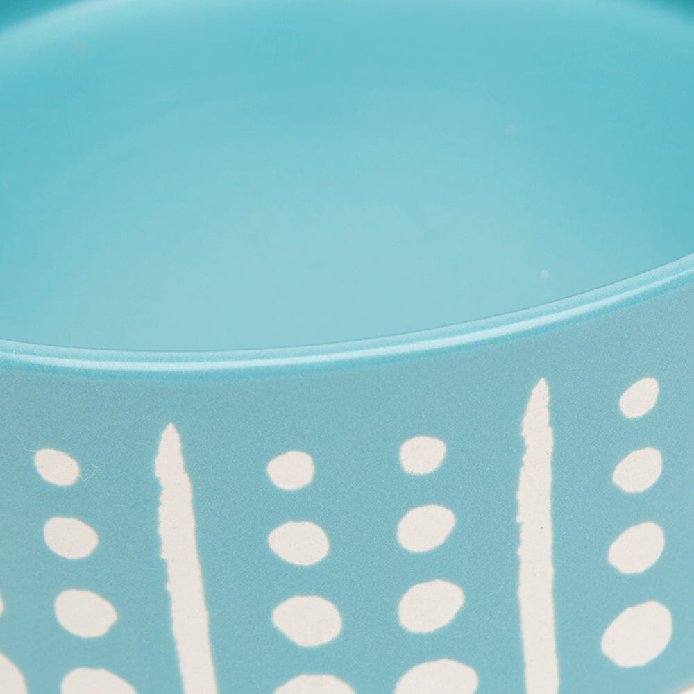 Aztec 2 Piece Cat Food Bowl & Saucer Set - Turquoise Blue Pet Bowls, Feeders & Waterers Scruffs®