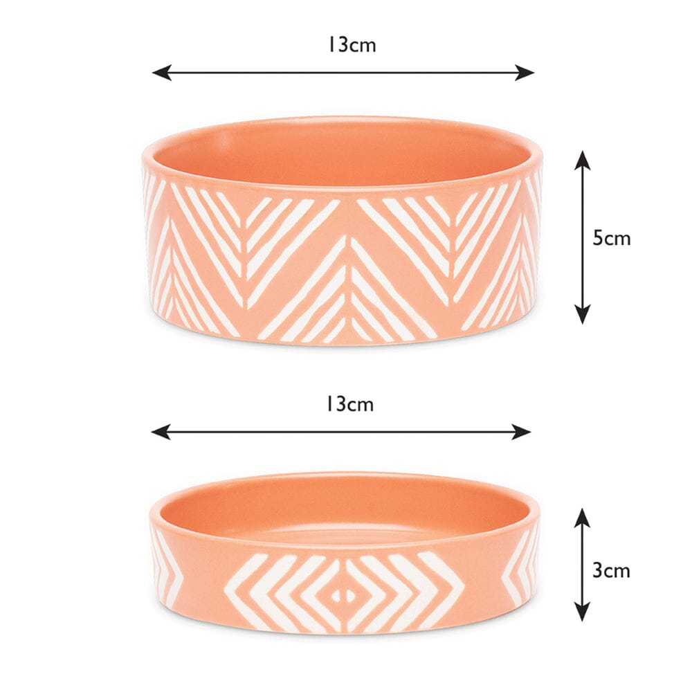 Aztec 2 Piece Cat Food Bowl & Saucer Set - Terracotta Orange Pet Bowls, Feeders & Waterers Scruffs®