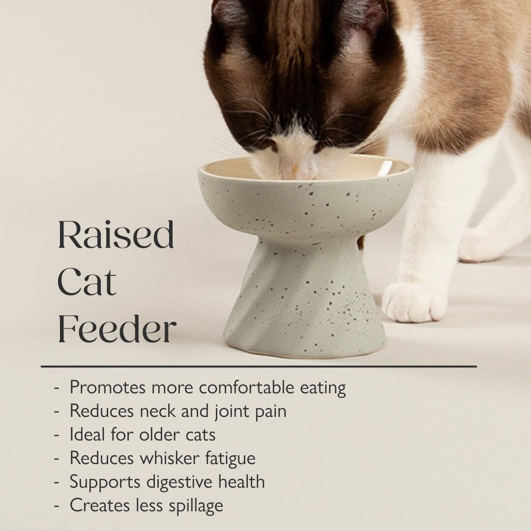 Zen 2 Piece Raised Cat Feeder & Saucer Set - Grey Pet Bowls, Feeders & Waterers Scruffs®