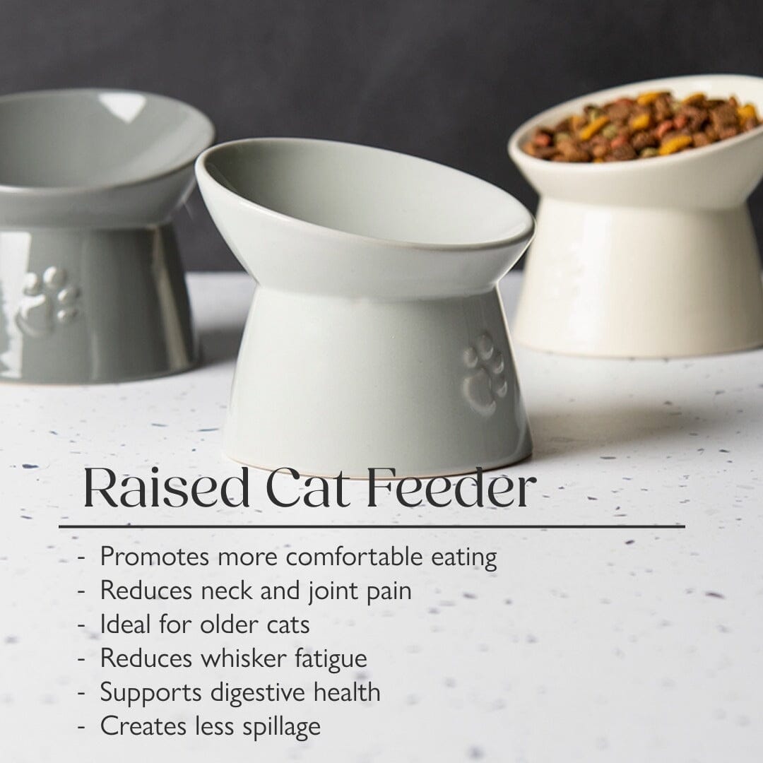 Classic Raised Cat Feeder Bowl & Saucer Set - Grey Pet Bowls, Feeders & Waterers Scruffs®
