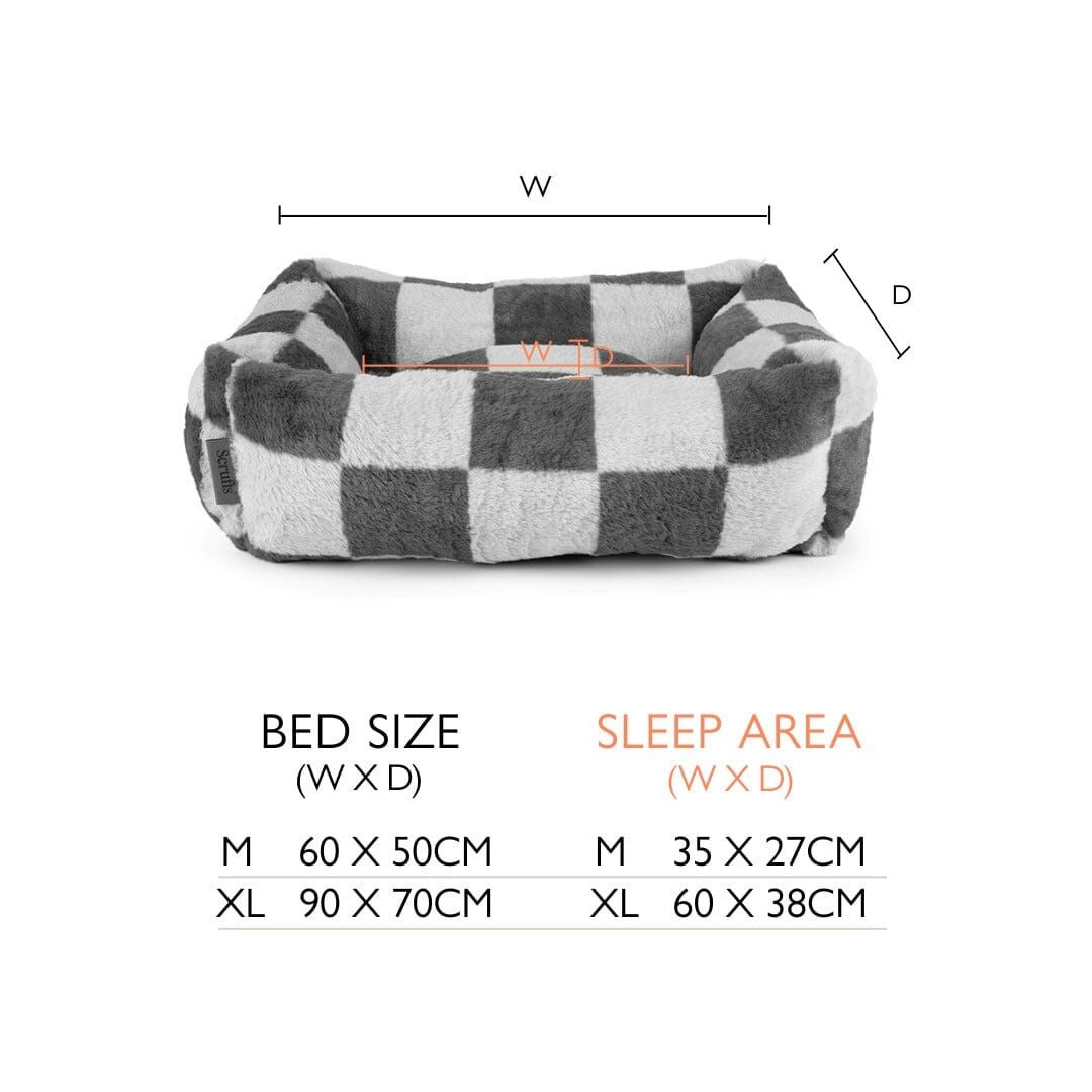 Checkerboard Box Bed - Taupe/Cream Dog Beds Scruffs®