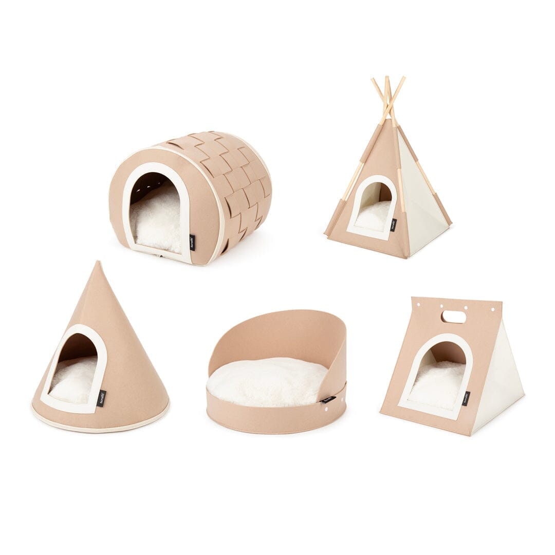 Stockholm Felt Round Cat Bed - Tan Cat Bed Scruffs®