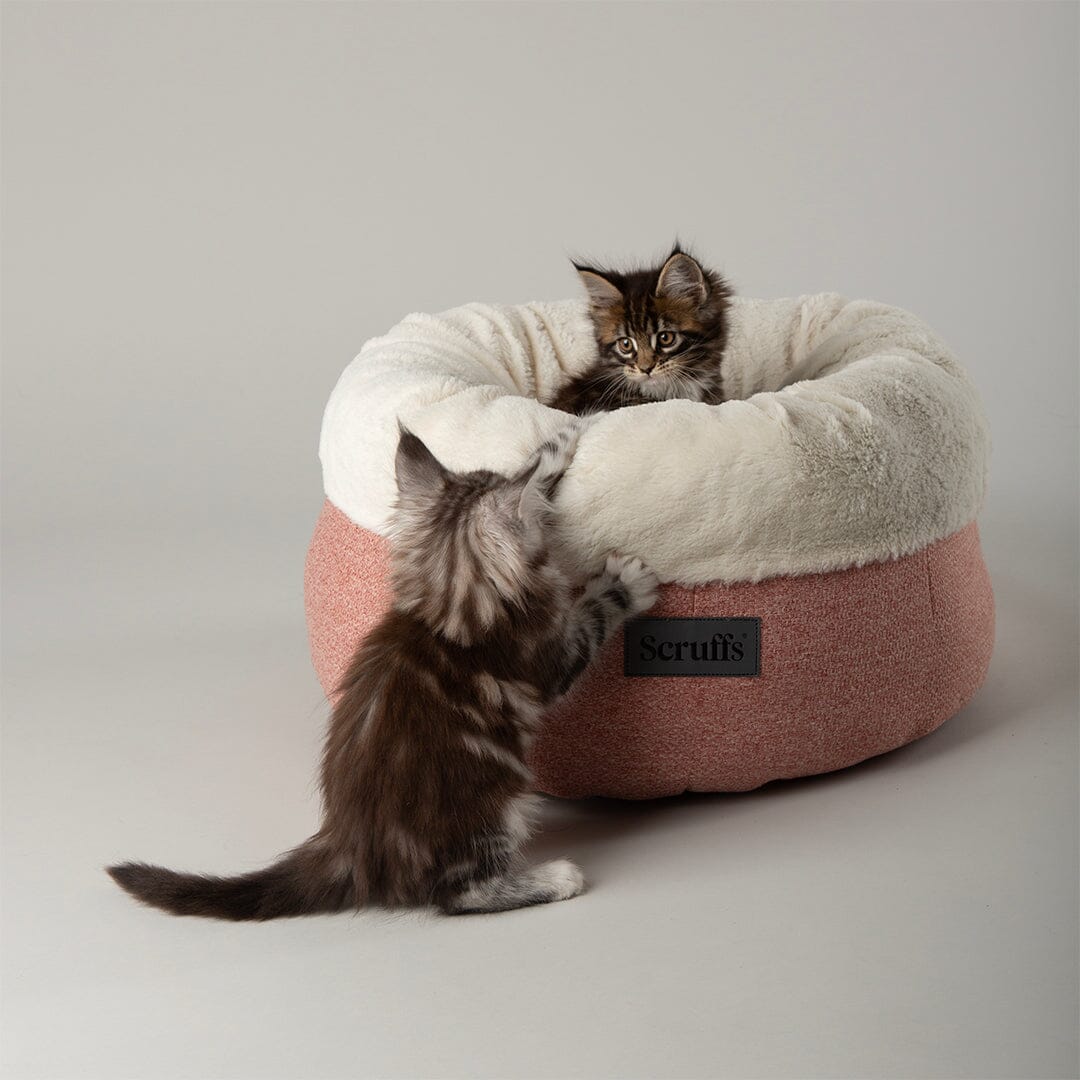 Seattle Sanctuary Deep Round Cat Bed - Coral Pink petslovescruffs