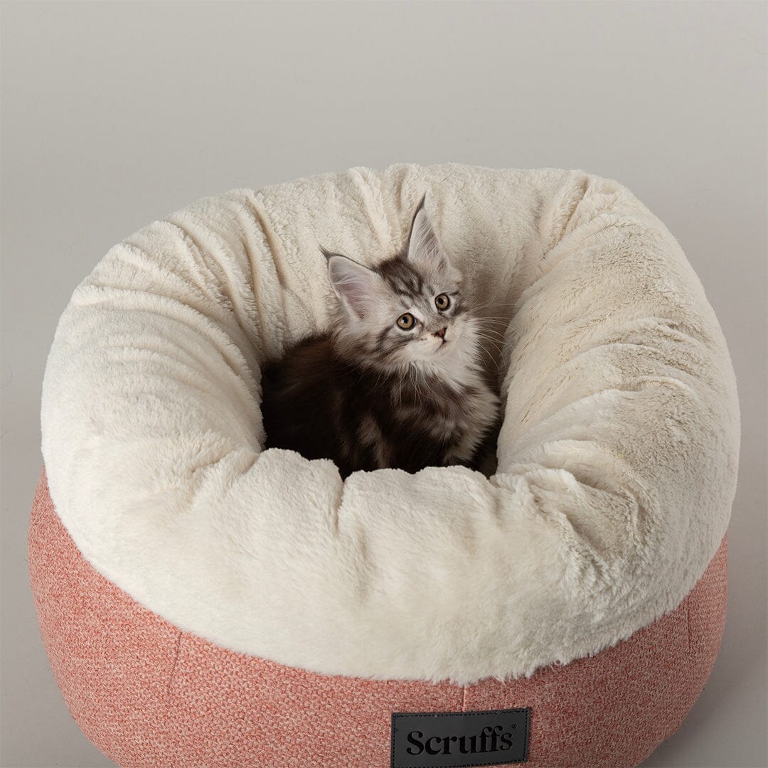 Seattle Sanctuary Deep Round Cat Bed - Coral Pink petslovescruffs