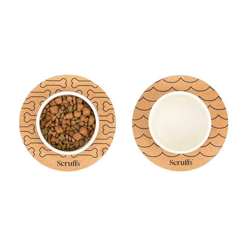 Scruffs 25cm Set of 2 Cork Pet Placemats - Wave & Bone Pet Bowl Mats Scruffs®