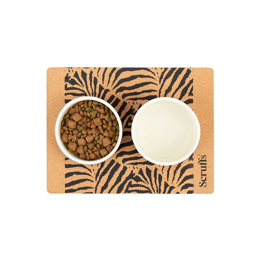 Scruffs Cork Pet Placemat 40 x 30cm - Zebra Print Pet Bowl Mats Scruffs®