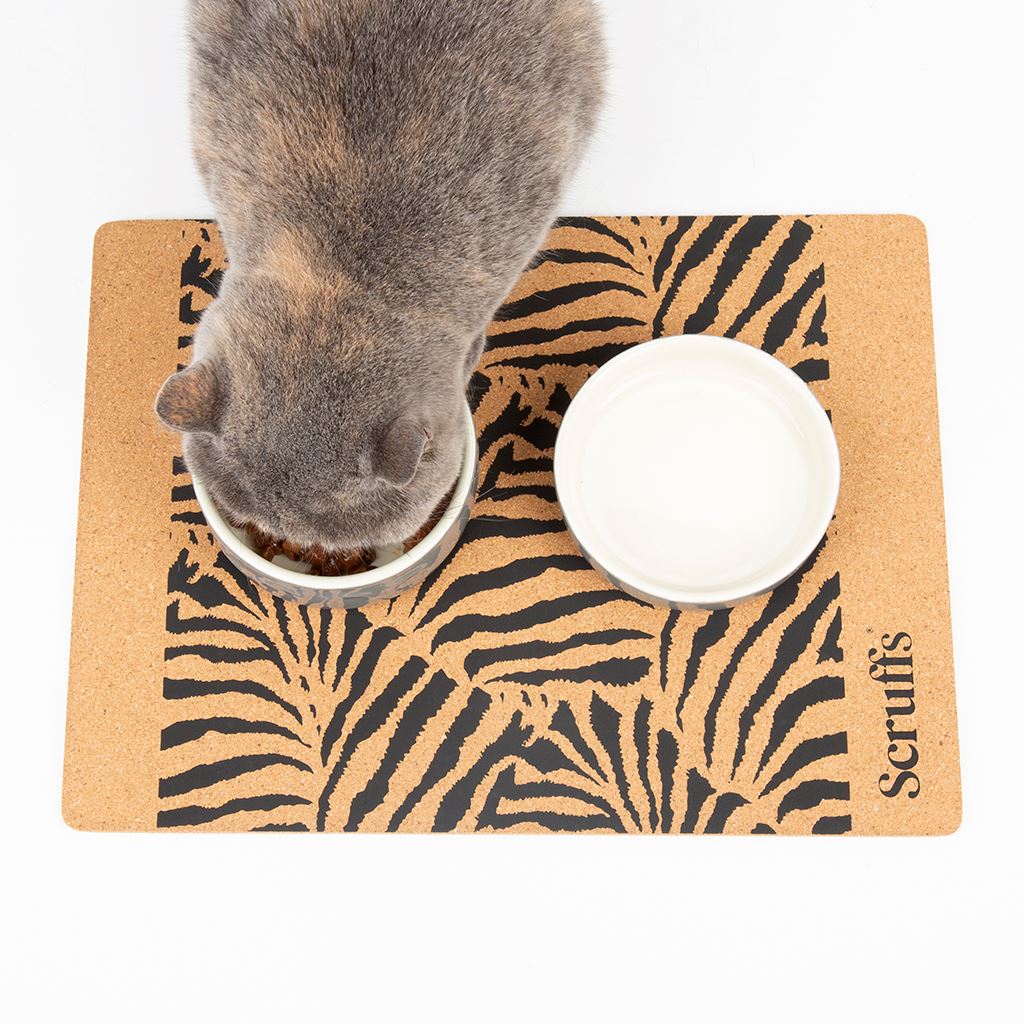 Scruffs Cork Pet Placemat 40 x 30cm - Zebra Print Pet Bowl Mats Scruffs®