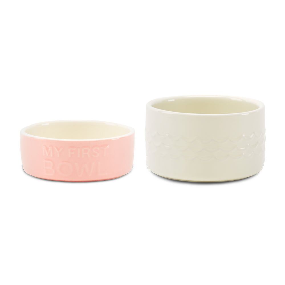 My First Bowl 2 Piece Set - Pink / Cream petslovescruffs