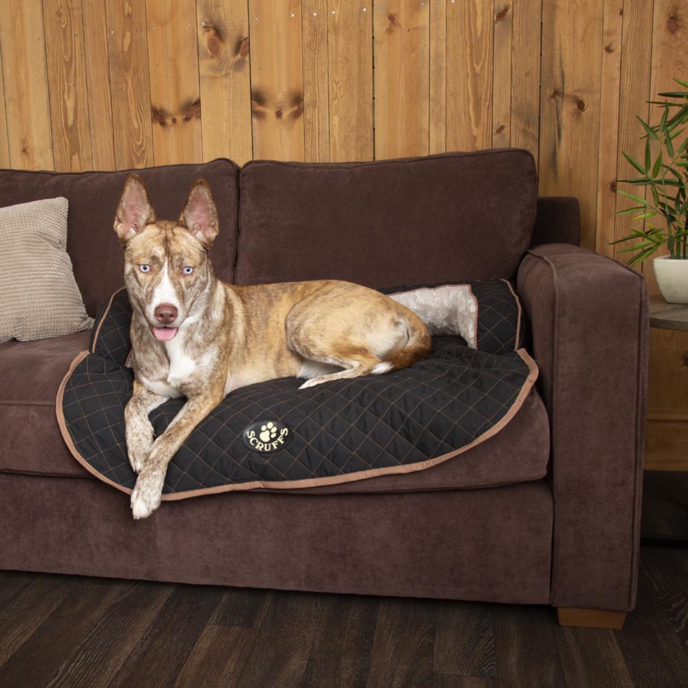 Wilton Sofa Bed for dogs on a settee - Black Dog Bed For Sofa Protection by Scruffs®