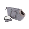 Close up of Wilton Dog Carrier Bag and matching grey quilted drinking bowl- Pet carrier by Scruffs® 