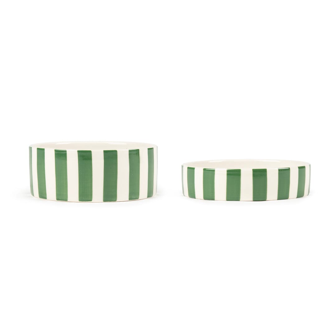 Amalfi Striped 2 Piece Cat Food Bowl & Saucer Set - Green Pet Bowls, Feeders & Waterers Scruffs® 