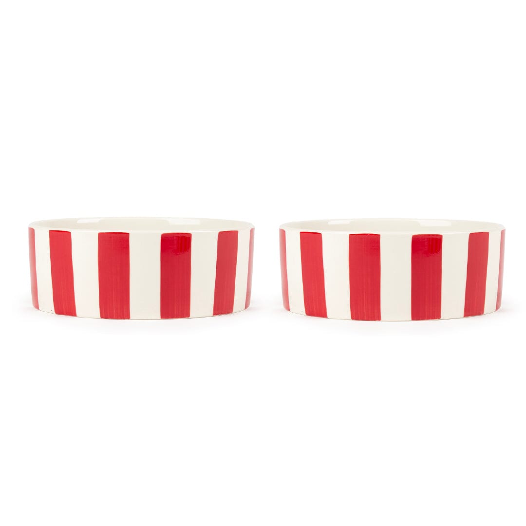 Amalfi Striped 2 Piece Dog Bowl Food & Water Bowl Set - Red Pet Bowls, Feeders & Waterers Scruffs® 