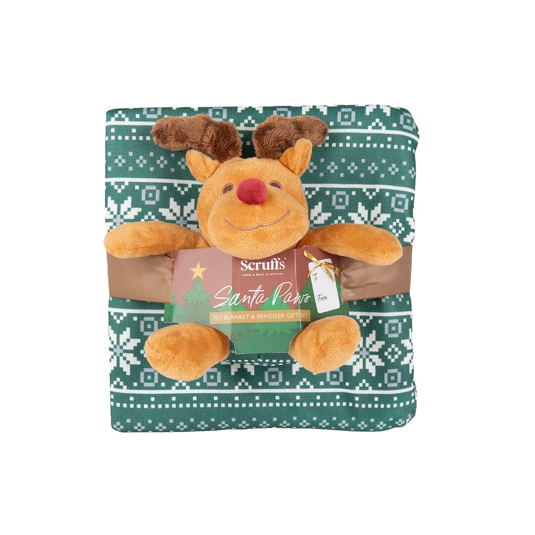 Santa Paws Blanket & Reindeer Gift Set - Green Dog Beds Scruffs® 