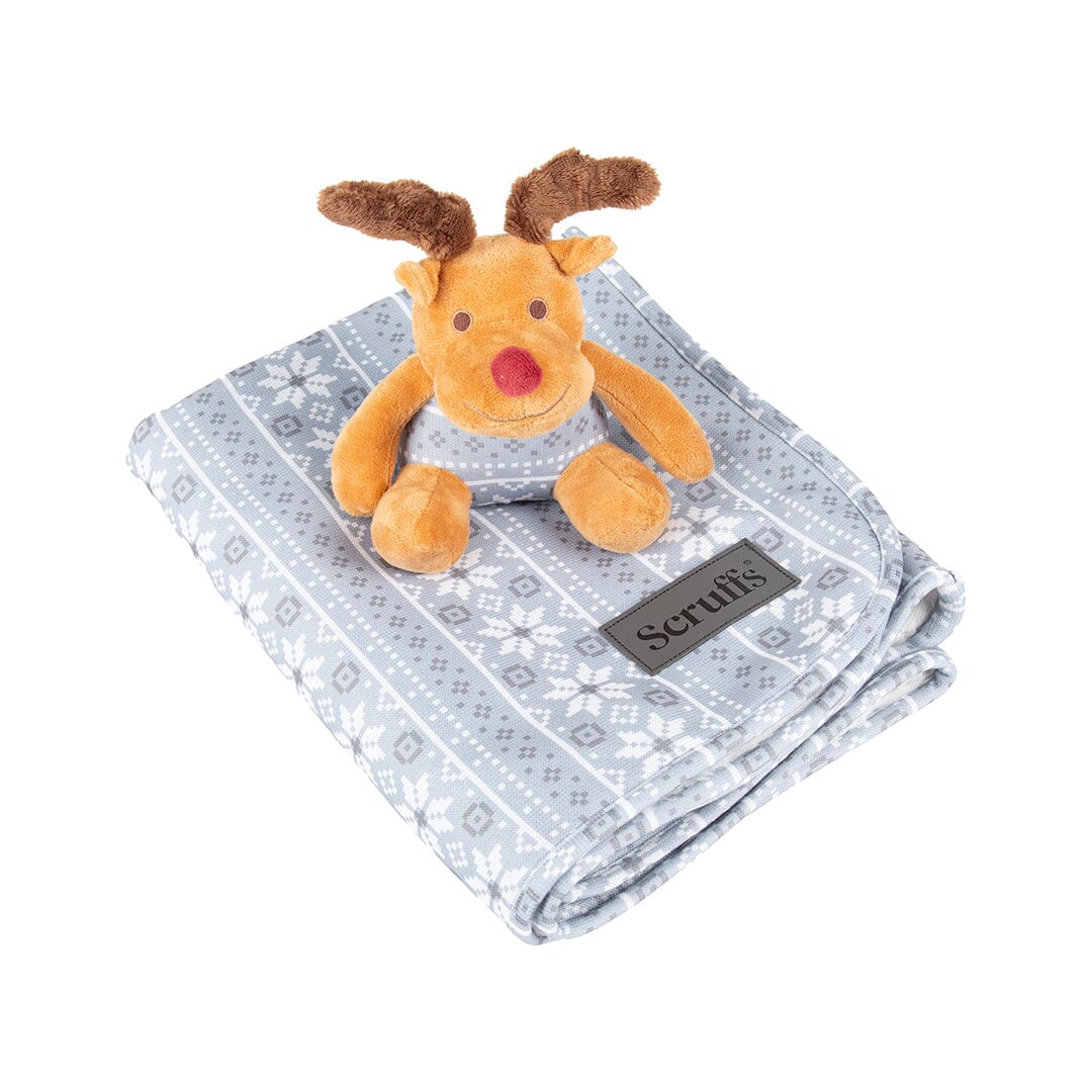 Santa Paws Blanket & Reindeer Gift Set - Grey Dog Beds Scruffs® 