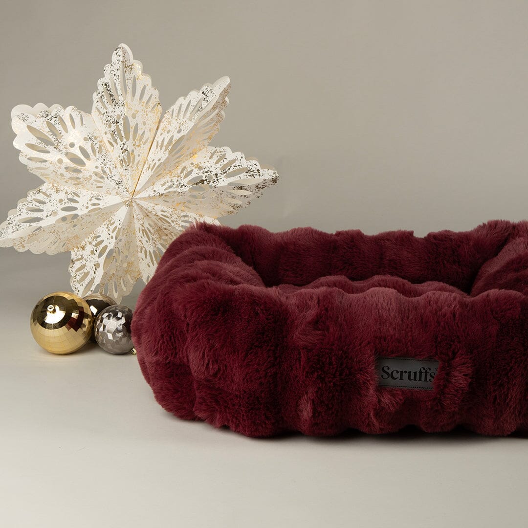 Festive Fur Box Bed - Burgundy Dog Beds Scruffs® 