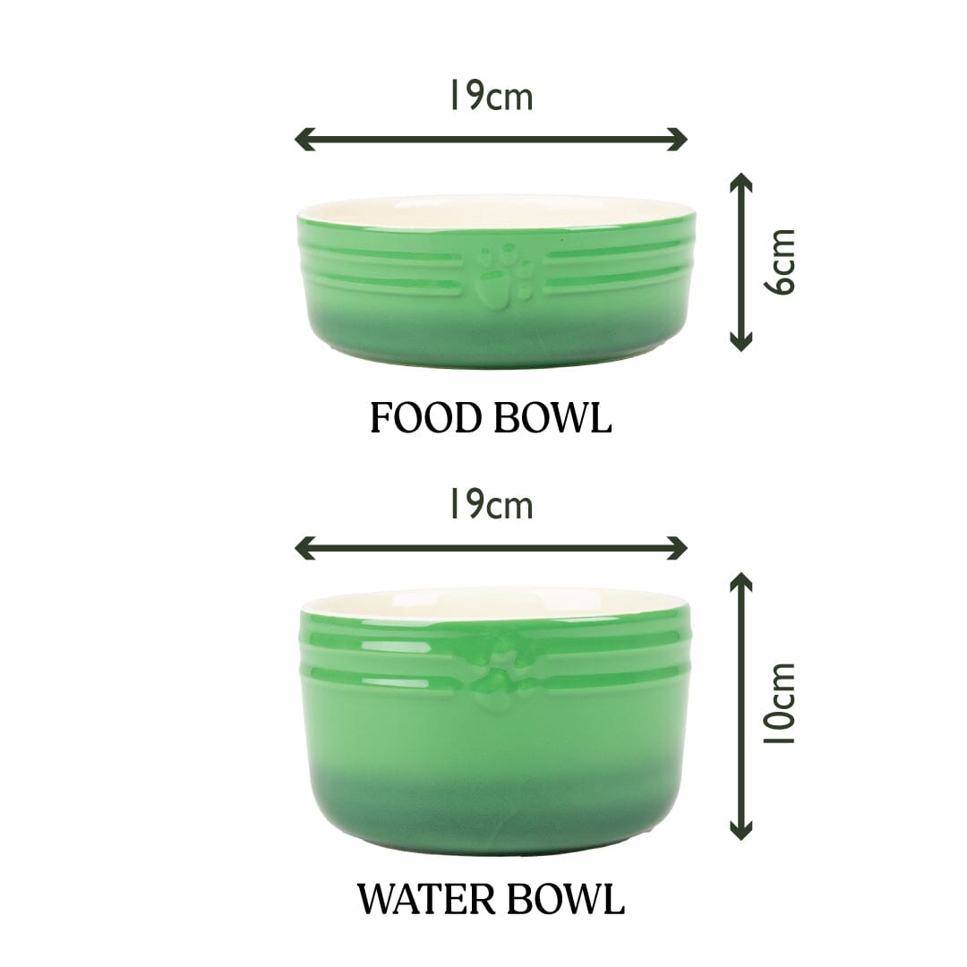 Winters Tail Food & Drink Bowl Gift Set - Green Pet Bowls, Feeders & Waterers Scruffs® 
