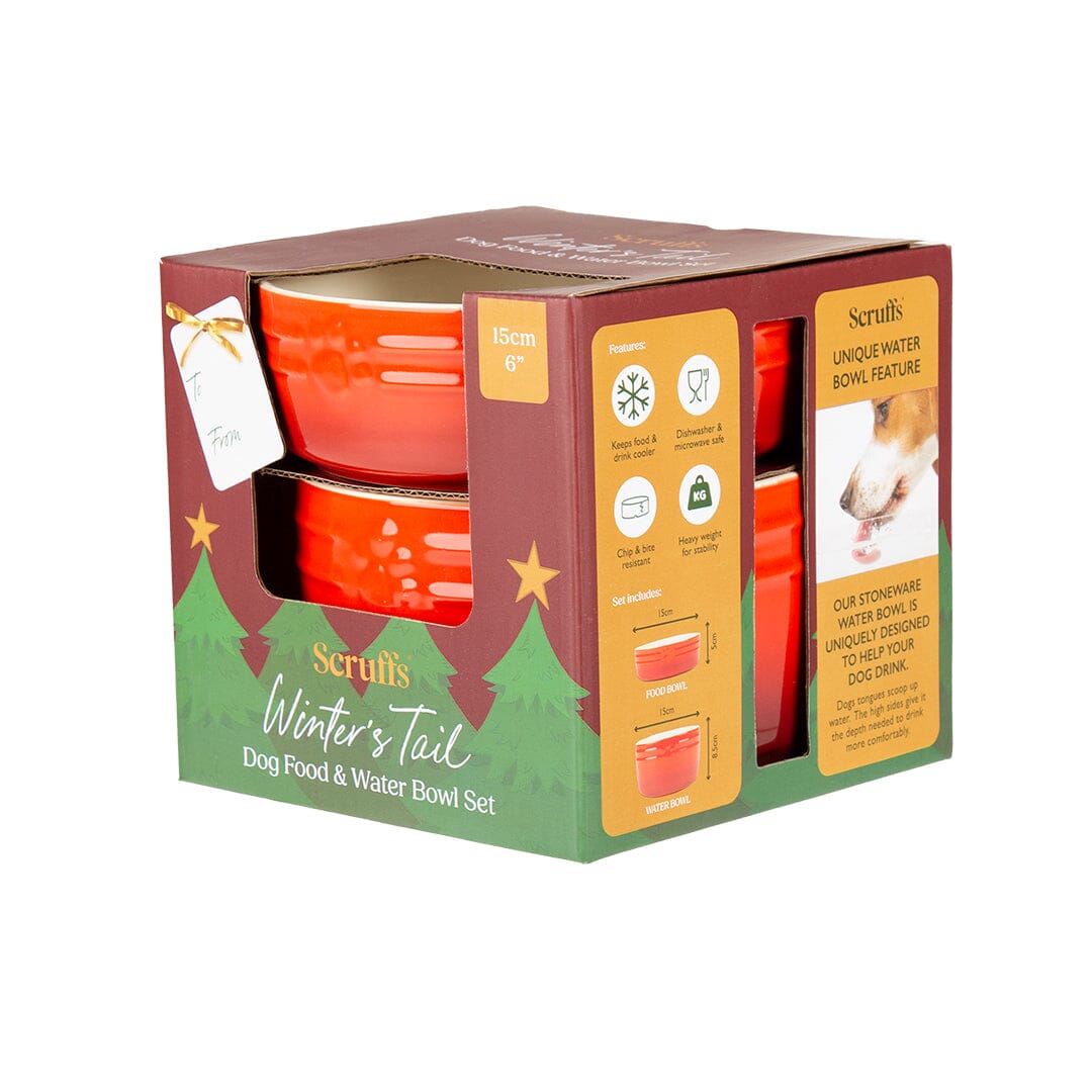 Winters Tail Food & Drink Bowl Gift Set - Red Pet Bowls, Feeders & Waterers Scruffs® 