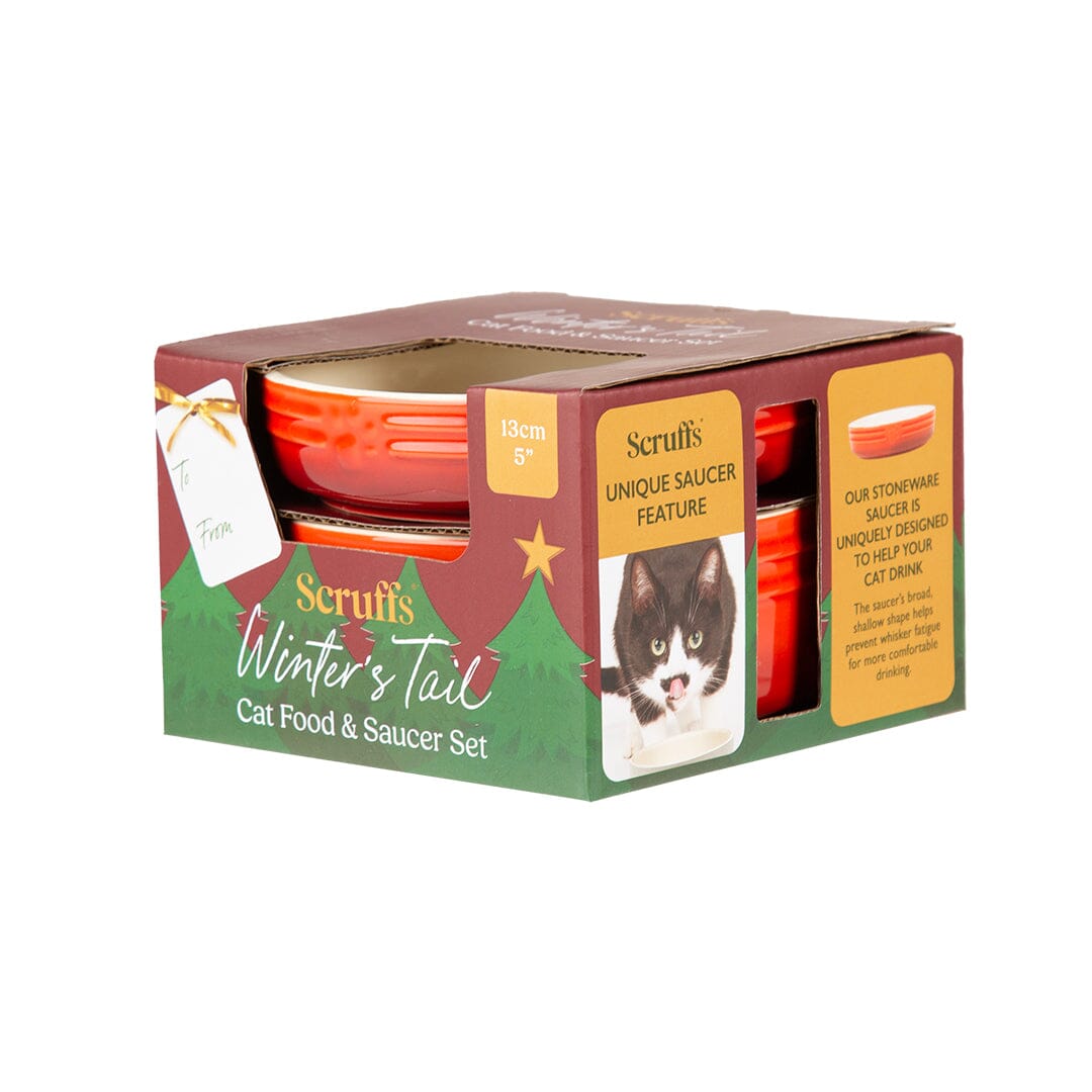 Winters Tail Food & Saucer Gift Set - Red Pet Bowls, Feeders & Waterers Scruffs® 