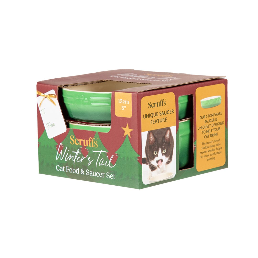 Winters Tail Food & Saucer Gift Set - Green Pet Bowls, Feeders & Waterers Scruffs® 