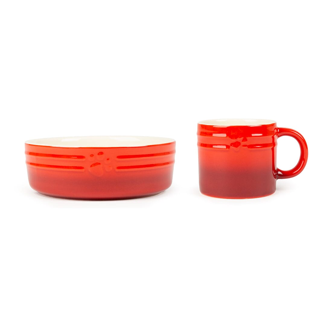 Winters Tail Food Bowl 15cm & Mug Gift Set - Red Pet Bowls, Feeders & Waterers Scruffs® 
