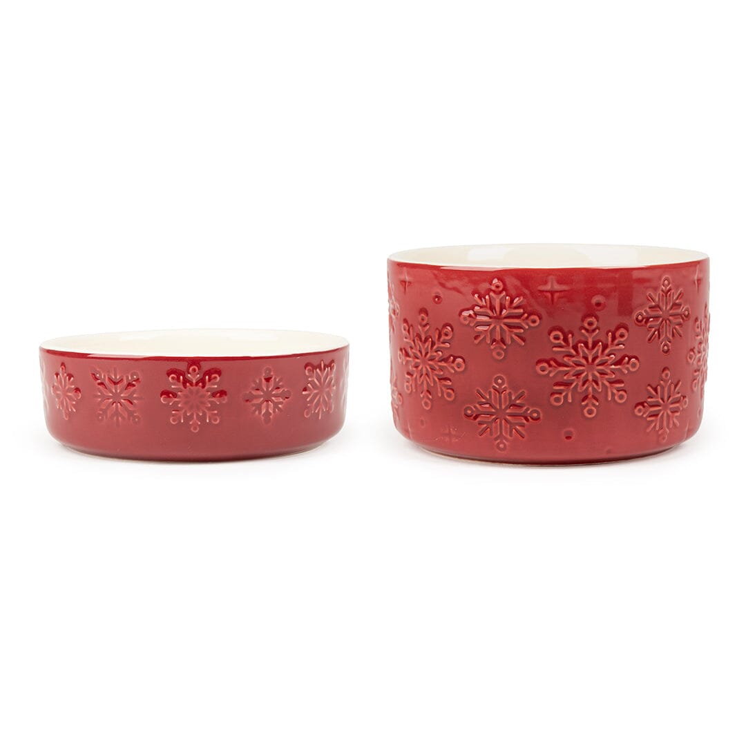 Snow Bowl Food & Drink Bowl Gift Set - Burgundy Pet Bowls, Feeders & Waterers Scruffs® 