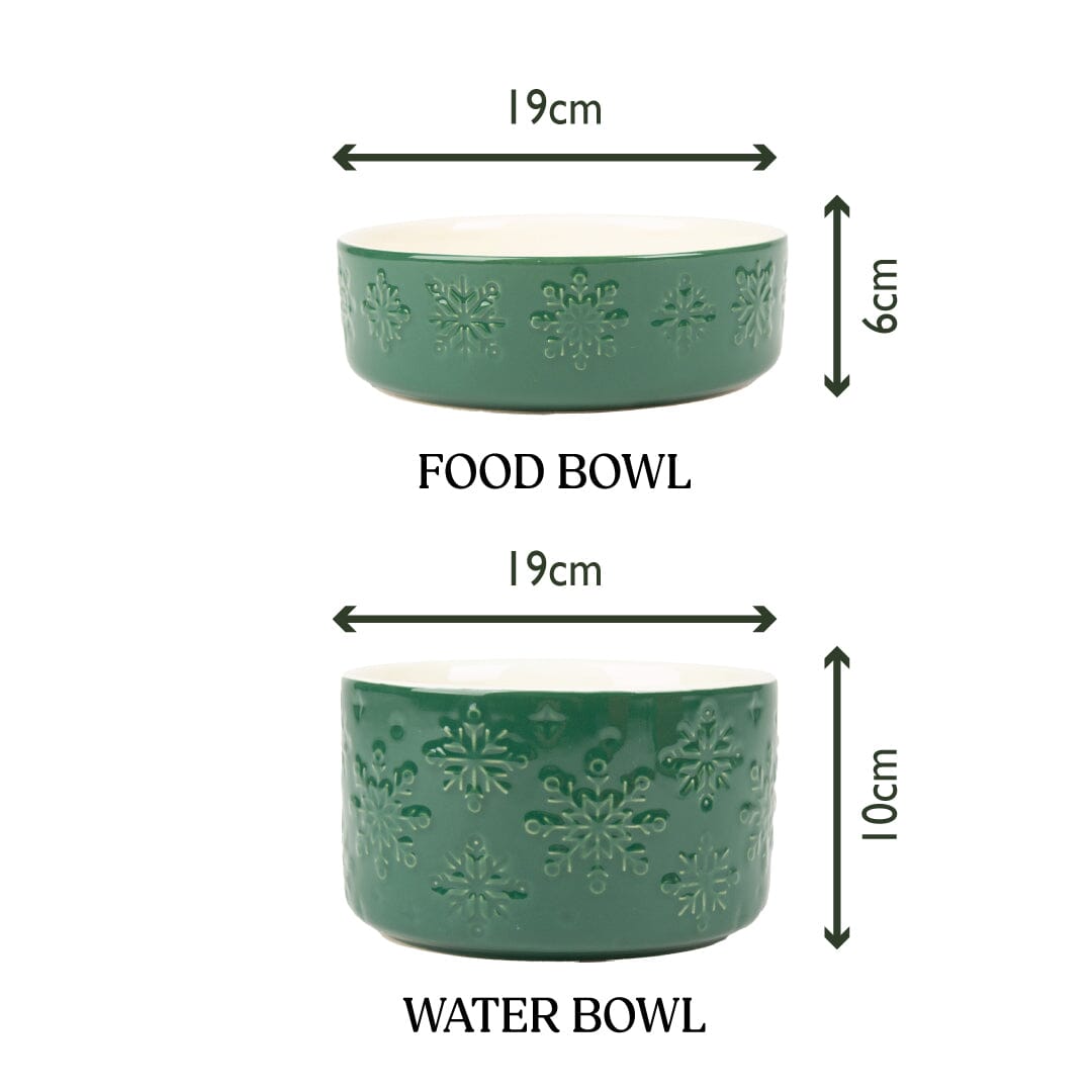 Snow Bowl Food & Drink Bowl Gift Set - Green Pet Bowls, Feeders & Waterers Scruffs® 