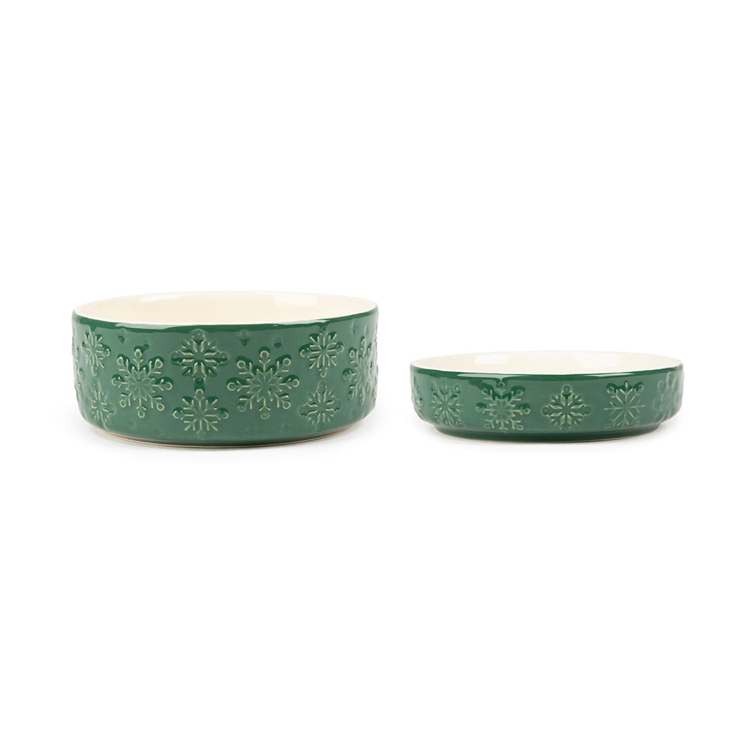 Snow Bowl Food & Saucer Gift Set - Green Pet Bowls, Feeders & Waterers Scruffs® 