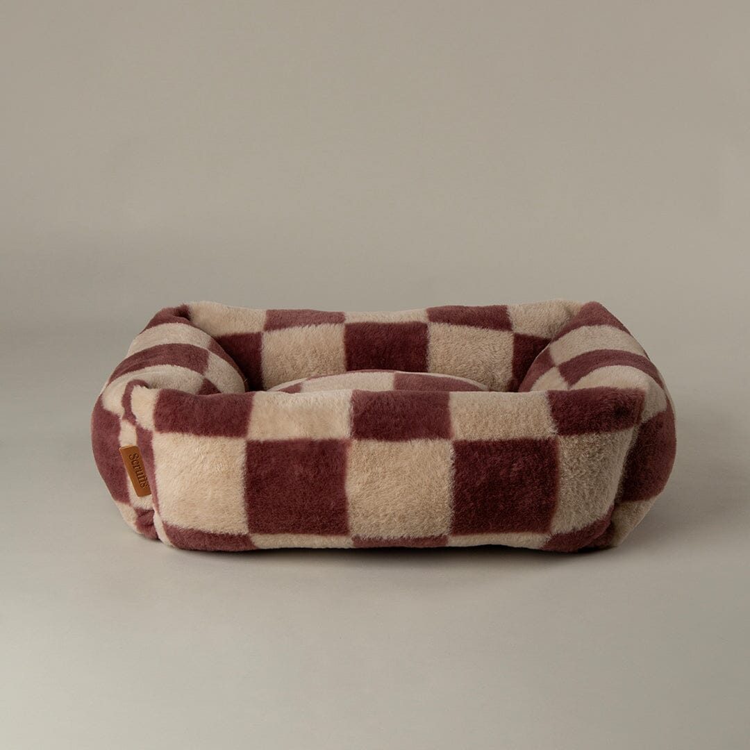 Checkerboard Box Bed - Berry/Cream Dog Beds Scruffs® 