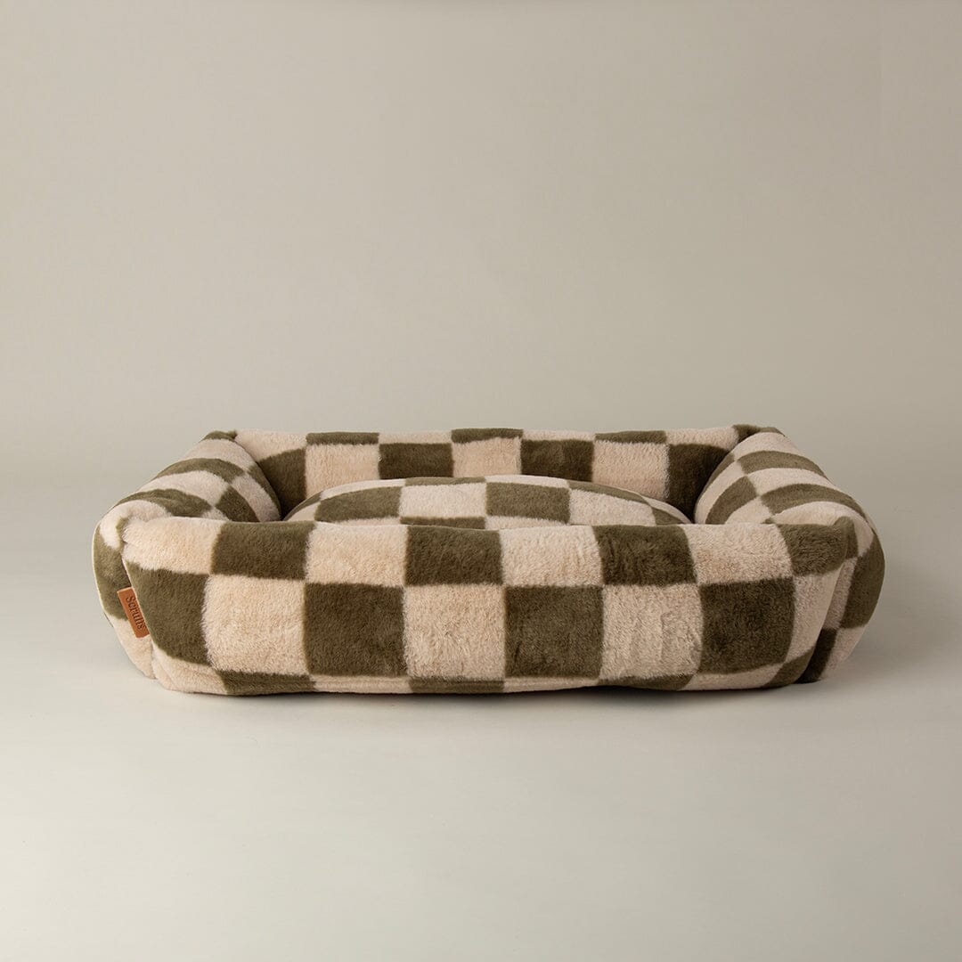 Checkerboard Box Bed - Olive/Cream Dog Beds Scruffs® 
