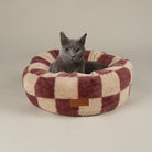 Checkerboard Round Cat Bed - Berry/Cream Cat Bed Scruffs® 