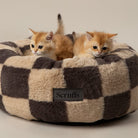 Checkerboard Round Cat Bed - Grey/Cream Cat Bed Scruffs® 
