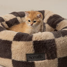Checkerboard Round Cat Bed - Grey/Cream Cat Bed Scruffs® 