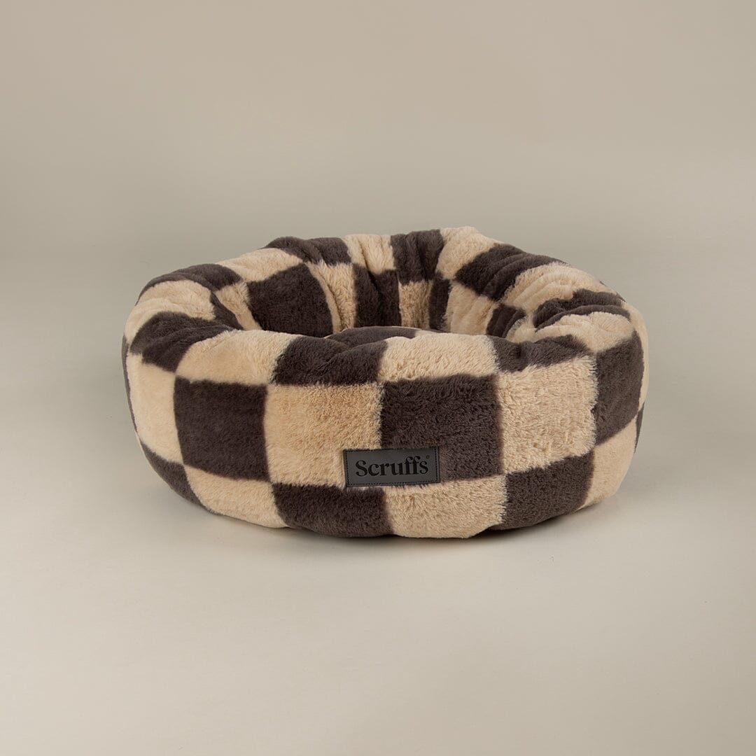 Checkerboard Round Cat Bed - Grey/Cream Cat Bed Scruffs® 