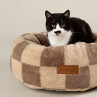 Checkerboard Round Cat Bed - Taupe/Cream Cat Bed Scruffs® 