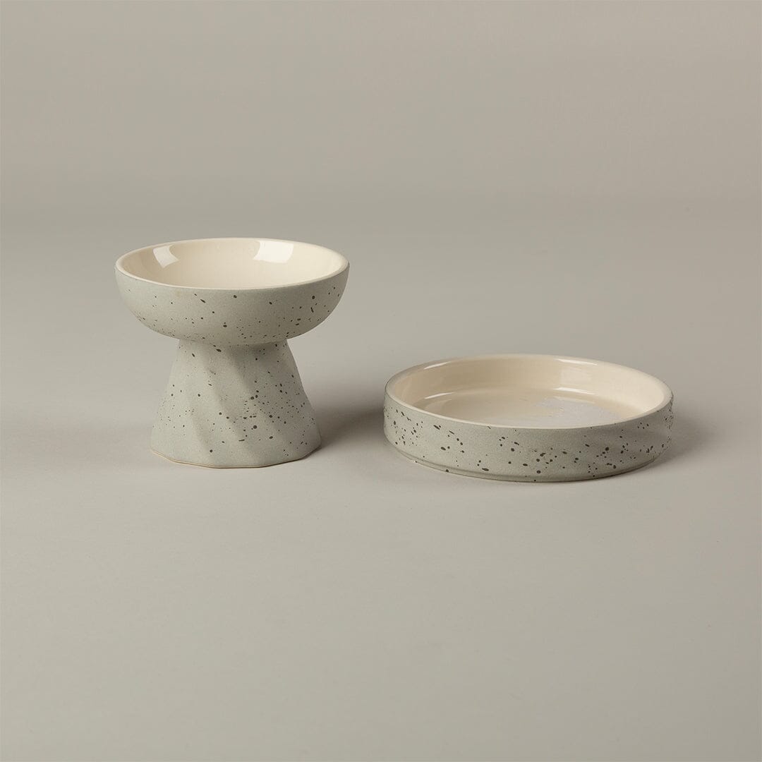 Zen 2 Piece Raised Cat Feeder & Saucer Set - Grey Pet Bowls, Feeders & Waterers Scruffs® 