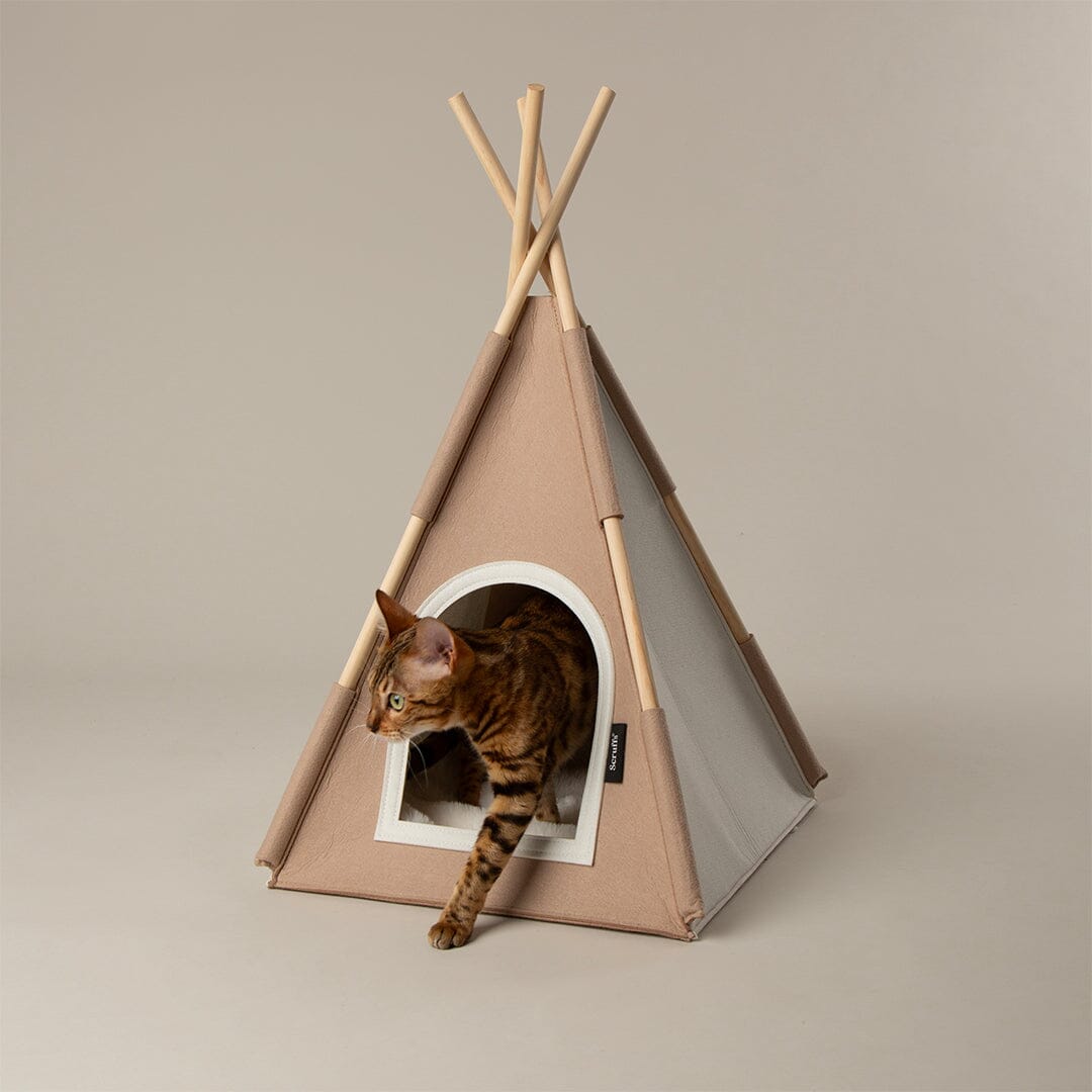 Stockholm Felt TeePee Cat Bed - Tan Cat Bed Scruffs® 