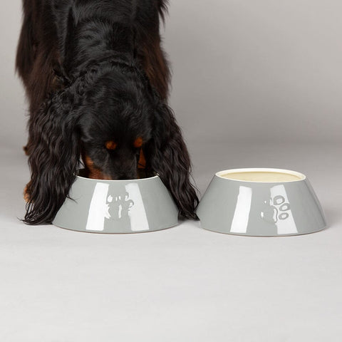 Classic 2 Piece Long Eared Dog Food & Water Bowl - Grey Pet Bowls, Feeders & Waterers Scruffs® 