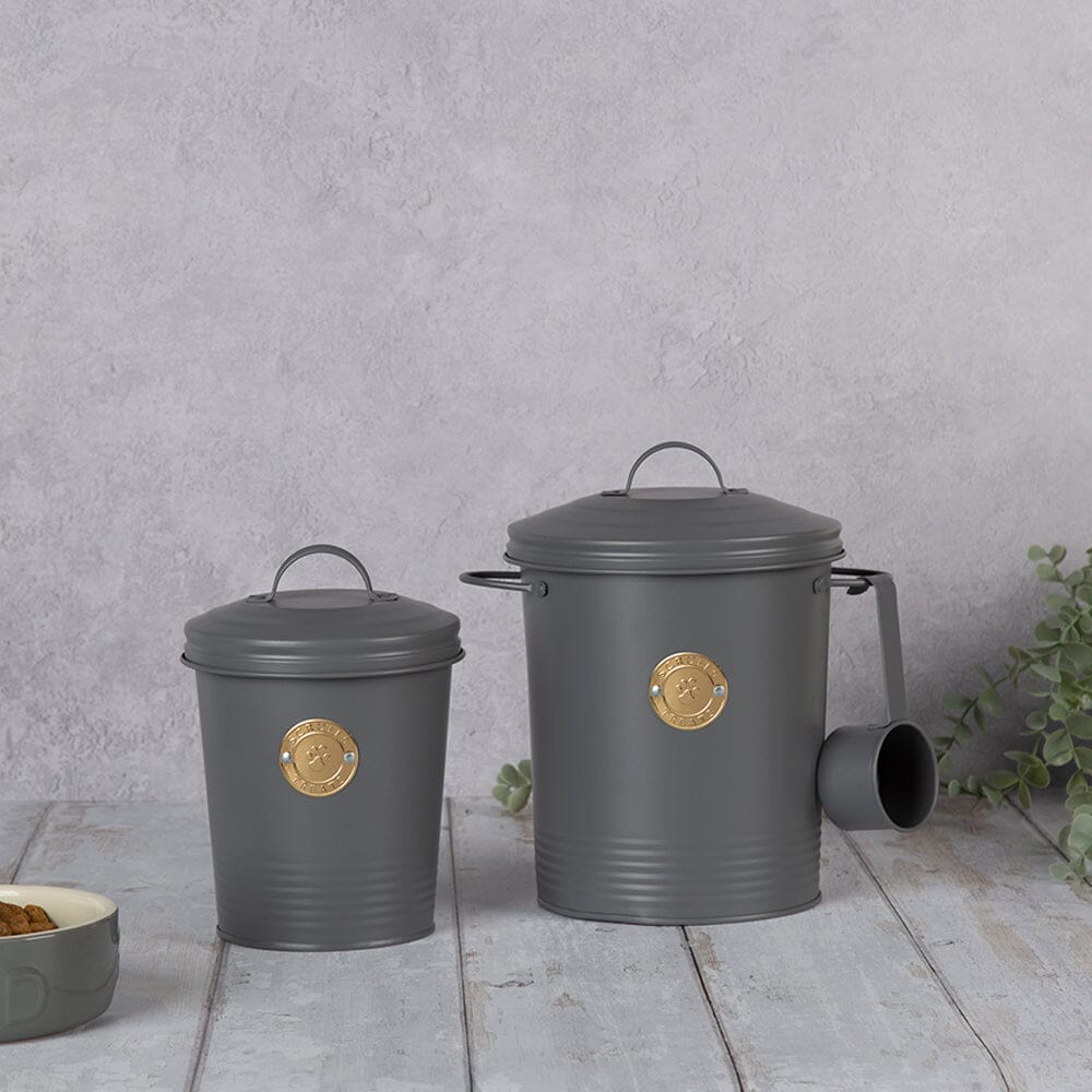 Cantina Steel Storage Pet Food & Treat Canister Set Dark Grey